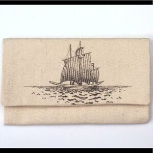 Nautical wallet trifold ship on sea men's for him